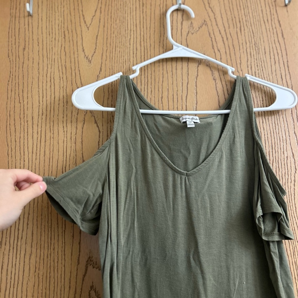 Olive Green Cold Shoulder Top